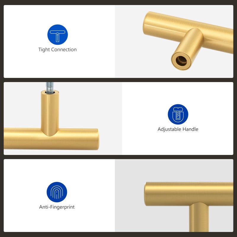 LONTAN 30 Pack Kitchen Cabinet Knobs Gold Drawer Knobs Brushed Brass Kitchen Cabinet Hardware for Bathroom Cupboard 2in Overall Length,Stainless Steel - Image 4